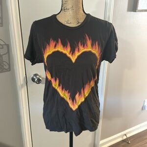 Lauren Moshi Black Heart Flame Graphic Tee